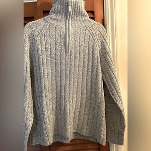 NWT - Pearl Gray Quarter-Zip Wide RibbedSweater from Carolyn Taylor. Size XL